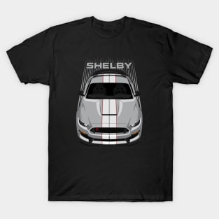 Ford Mustang Shelby GT350R 2015 - 2020 - Avalanche Grey - White Stripes T-Shirt